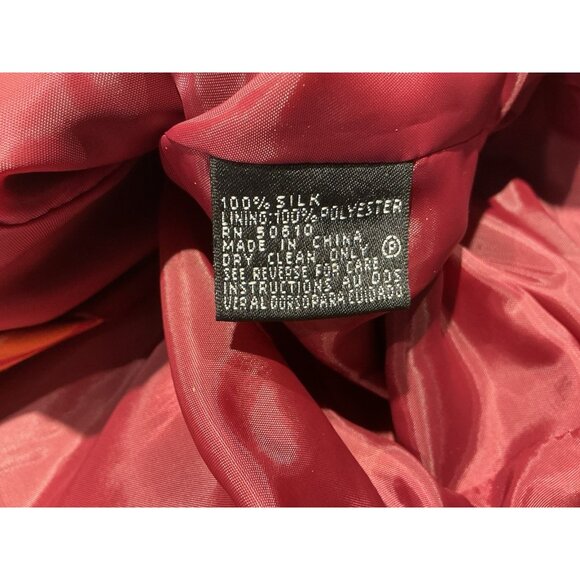 Kasper Pants Suit Size 12 100% Silk Multicolor Long Sleeve - Picture 11 of 12